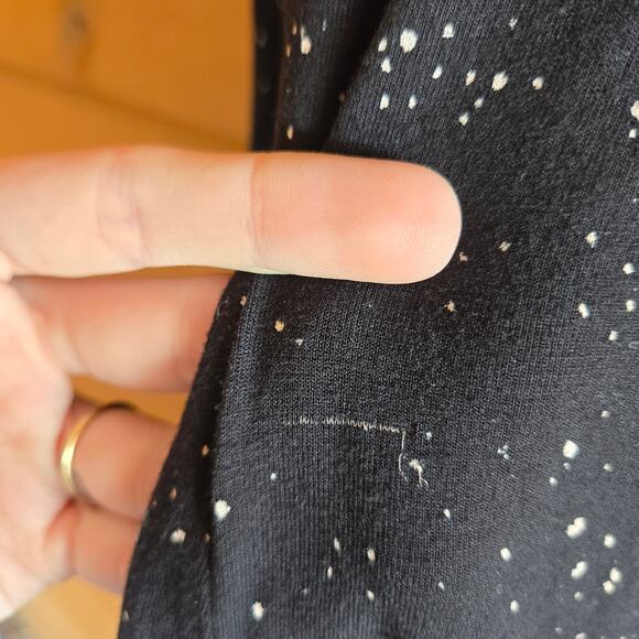 Alembika Tunic Top 2 Black White Splatter Pocket Front 3/4 Sleeve Soft Stretchy - Picture 6 of 7